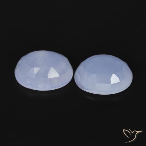 Pedras preciosas de Calcedônia Azul claro natural de 4.89 ct, oval, Transparente