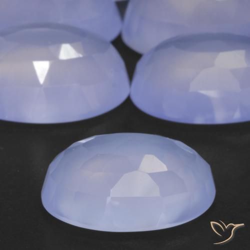 Pedras preciosas de Calcedônia Azul arroxeado natural de 33.41 ct, oval, Translúcido