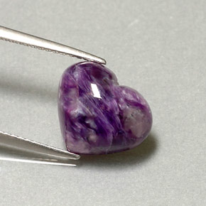Charoíta violeta natural 4,16ct, formato de coração, opaco