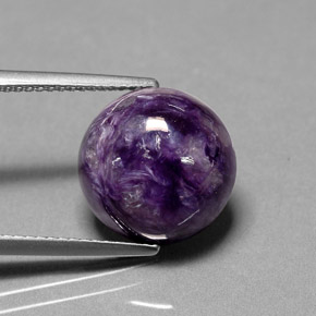 Charoíta violeta natural 6,75ct, corte redondo, opaco
