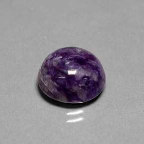 Charoíta violeta natural 6,75ct, corte redondo, opaco