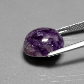 Charoíta violeta natural 6,75ct, corte redondo, opaco
