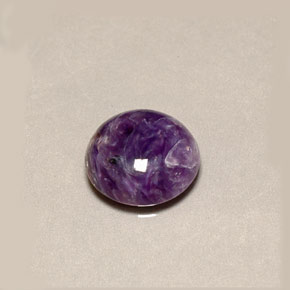 Charoíta violeta natural 5,04ct, corte redondo, opaco