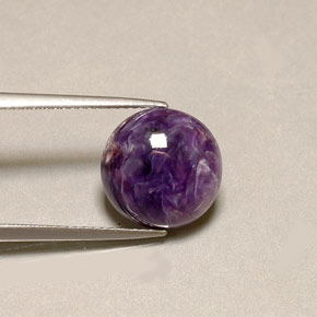 Charoíta violeta natural 5,04ct, corte redondo, opaco
