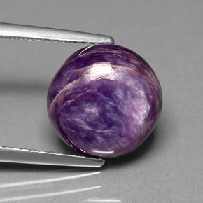 Charoíta violeta natural 5,47ct, corte redondo, opaco