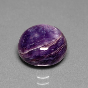 Charoíta violeta natural 5,47ct, corte redondo, opaco