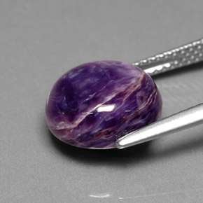 Charoíta violeta natural 5,47ct, corte redondo, opaco
