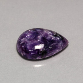 Charoíta violeta natural 5,55ct, formato de pêra, opaco