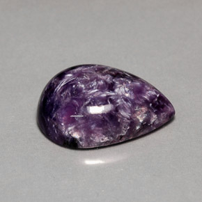 Charoíta violeta natural 5,19ct, formato de pêra, opaco