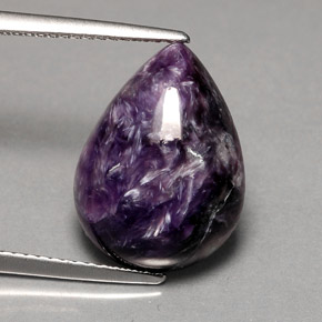 Charoíta violeta natural 5,19ct, formato de pêra, opaco