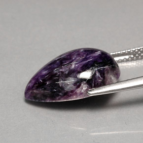 Charoíta violeta natural 5,19ct, formato de pêra, opaco