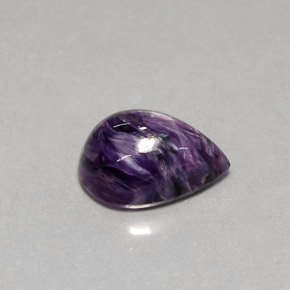Charoíta violeta natural 3,61ct, formato de pêra, opaco