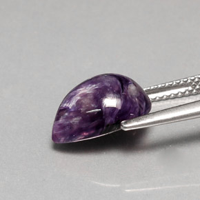Charoíta violeta natural 3,61ct, formato de pêra, opaco