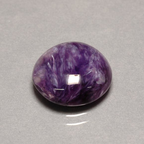 Charoíta violeta natural 5,41ct, corte redondo, opaco
