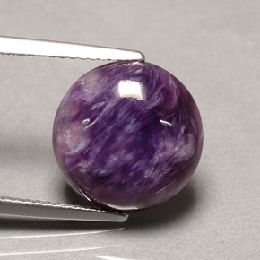 Charoíta violeta natural 5,41ct, corte redondo, opaco
