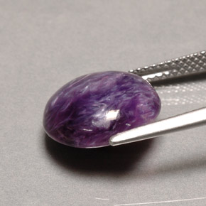 Charoíta violeta natural 5,41ct, corte redondo, opaco