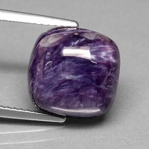 Charoíta violeta natural 6,76ct, almofada cortada, opaco