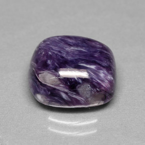 Charoíta violeta natural 6,76ct, almofada cortada, opaco
