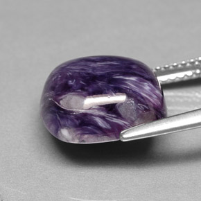 Charoíta violeta natural 6,76ct, almofada cortada, opaco