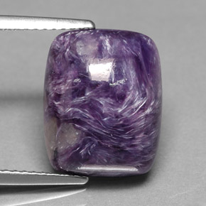 Charoíta violeta natural 6,49ct, almofada cortada, opaco