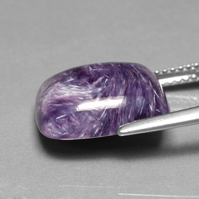 Charoíta violeta natural 6,49ct, almofada cortada, opaco