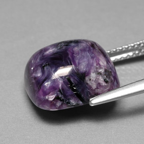 Charoíta violeta natural 7,25ct, almofada cortada, opaco