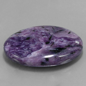 Charoíta violeta natural 37,70ct, corte oval, opaco