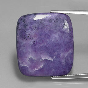 Charoíta violeta natural 27,69ct, almofada cortada, opaco