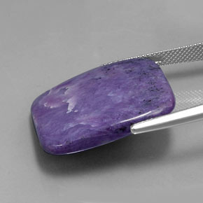 Charoíta violeta natural 27,69ct, almofada cortada, opaco
