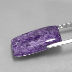 Charoíta violeta natural 13,90ct, baguete, opaco