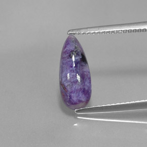 Charoíta violeta natural 1,73ct, formato de pêra, opaco