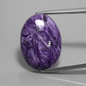 Charoíta violeta natural 15,17ct, corte oval, opaco