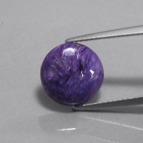 Charoíta violeta natural 3,28ct, corte redondo, opaco