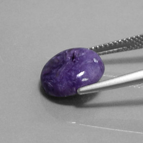 Charoíta violeta natural 3,28ct, corte redondo, opaco