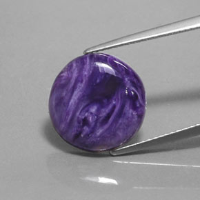 Charoíta violeta natural 5,50ct, corte redondo, opaco
