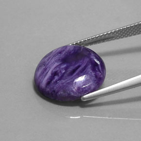 Charoíta violeta natural 5,50ct, corte redondo, opaco