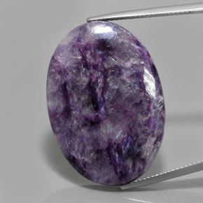 Charoite Violeta médio-escuro Natural 29.43ct, Corte Oval, Opaco