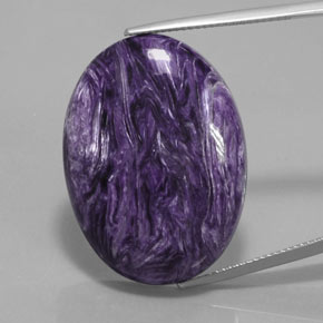 Charoíta violeta natural 36,74ct, corte oval, opaco