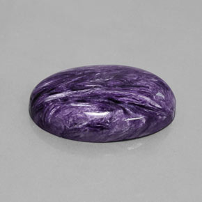 Charoíta violeta natural 36,74ct, corte oval, opaco