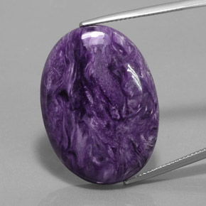 Charoíta violeta natural 27,90ct, corte oval, opaco