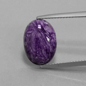 Charoíta violeta natural 5,50ct, corte oval, opaco