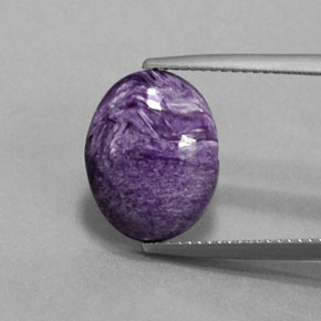 Charoíta violeta natural 4,89ct, corte oval, opaco