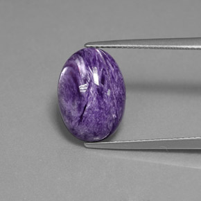 Charoíta violeta natural 5,52ct, corte oval, opaco