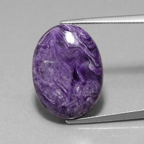 Charoíta violeta natural 13,16ct, corte oval, opaco