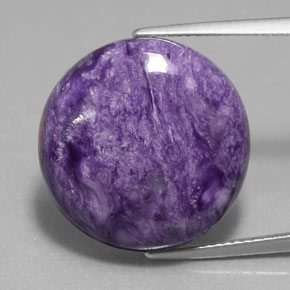 Charoíta violeta natural 16,37ct, corte redondo, opaco
