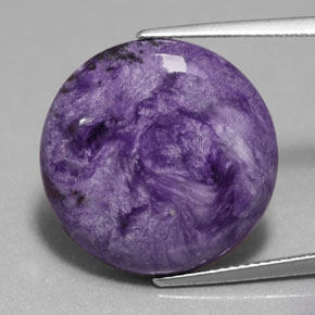 Charoíta violeta natural 14,76ct, corte redondo, opaco