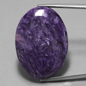 Charoíta violeta natural 23,93ct, corte oval, opaco