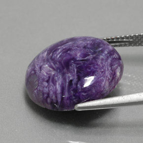 Charoíta violeta natural 10,76ct, corte redondo, opaco