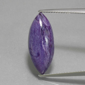Charoíta violeta natural 6,82ct, marquise, opaco
