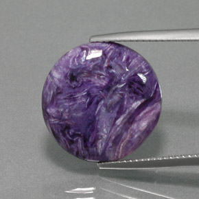 Charoíta violeta natural 8,60ct, corte redondo, opaco